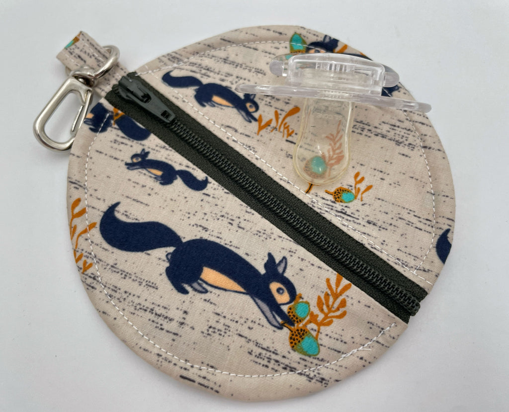 Ear Bud Pouch, Lens Cap Holder, Pacifier Pouch, Headphone Pouch, Earbud Case, Earpod Case, Paci Pod - Squirrels