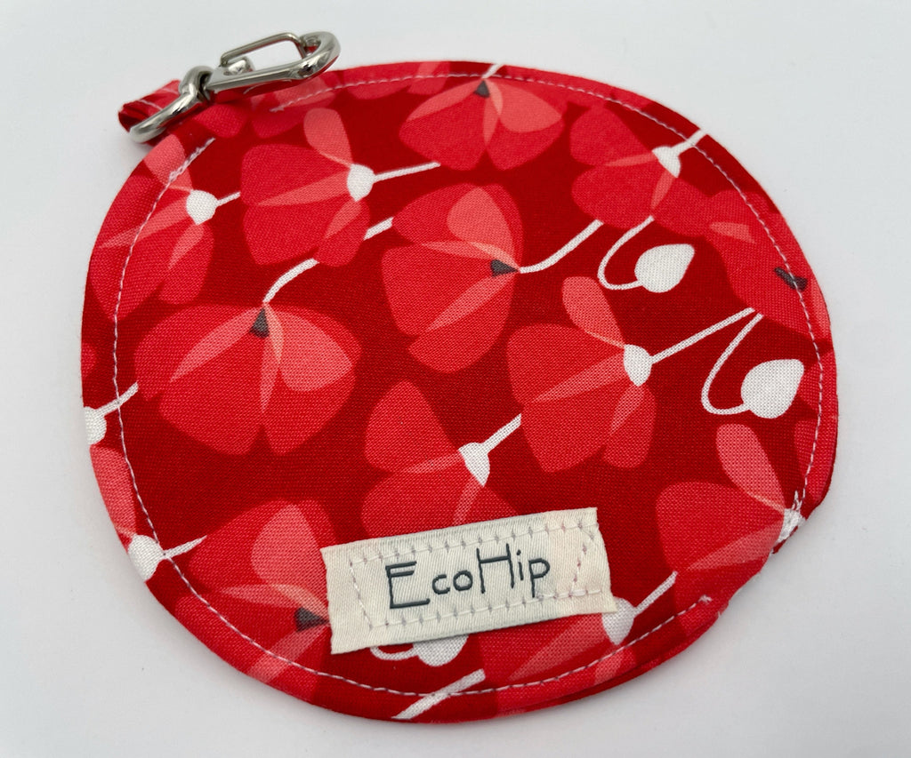 Ear Bud Pouch, Lens Cap Holder, Pacifier Pouch, Ear Bud Case, Earbud Pouch, Paci Pod - Red Floral