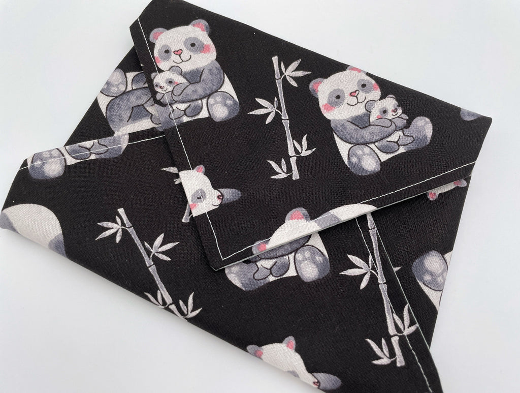 Reusable Sandwich Bag, Panda Baby Sandwich Wrap, Reusable Sandwich Mat - Panda Bear Family