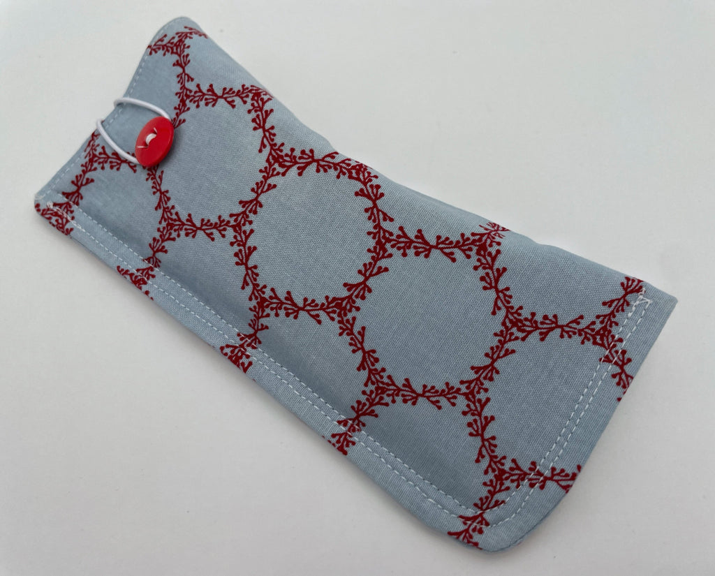 Fabric Eyeglass Case, Soft Sunglasses Case, Eye Glasses Sleeve, Eyeglass Pouch, Reading Glasses Case Holder - Blue Red