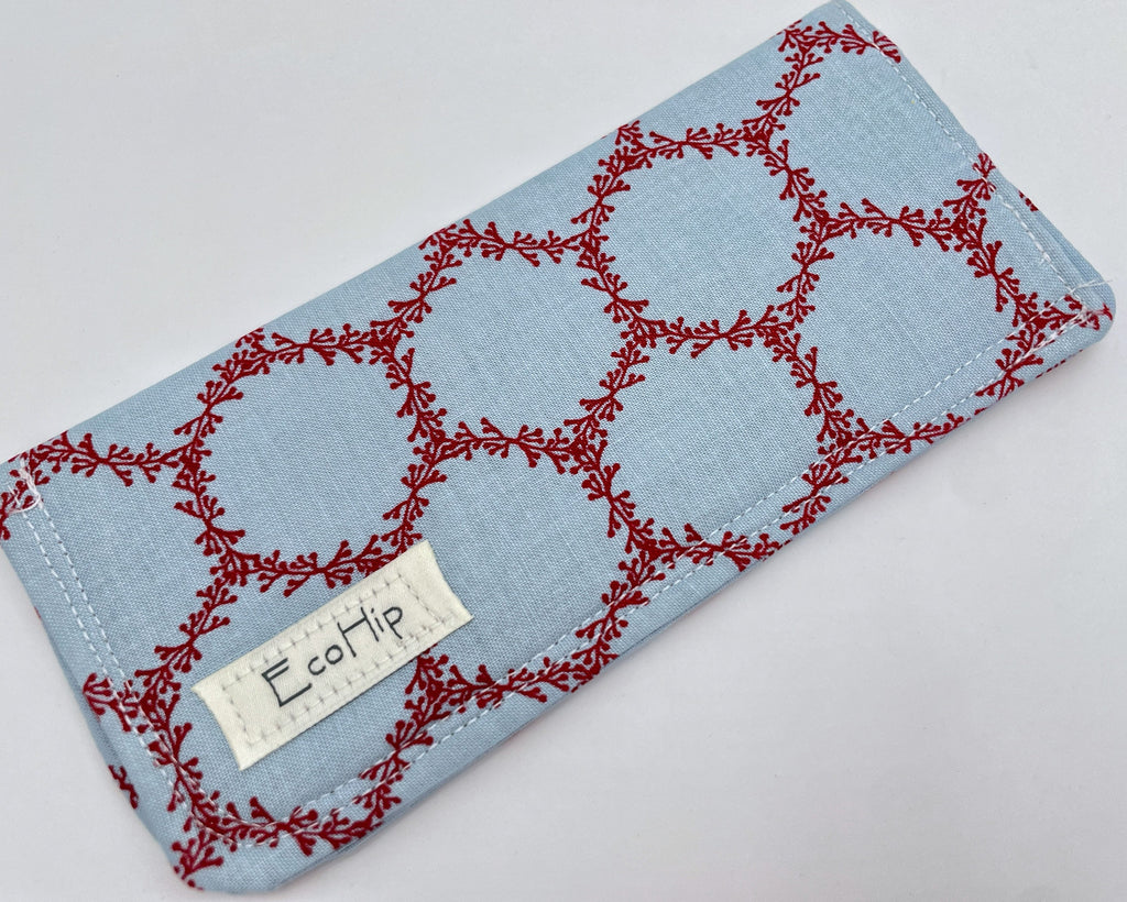 Fabric Eyeglass Case, Soft Sunglasses Case, Eye Glasses Sleeve, Eyeglass Pouch, Reading Glasses Case Holder - Blue Red