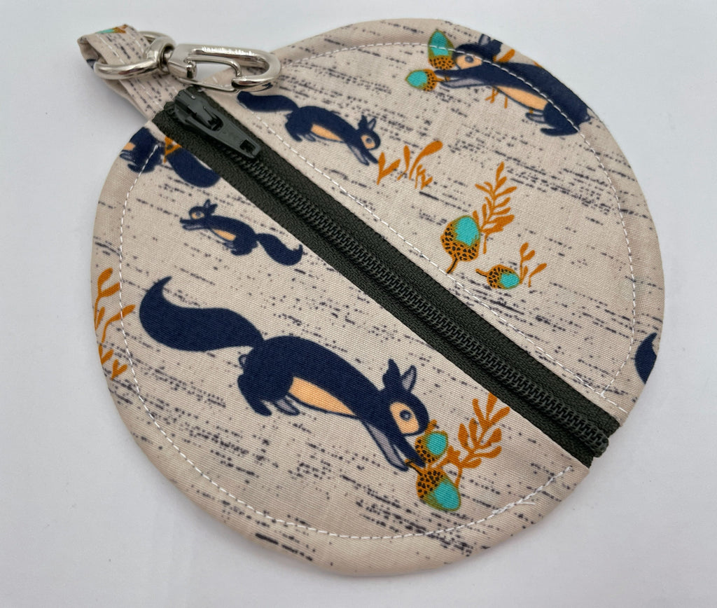 Ear Bud Pouch, Lens Cap Holder, Pacifier Pouch, Headphone Pouch, Earbud Case, Earpod Case, Paci Pod - Squirrels