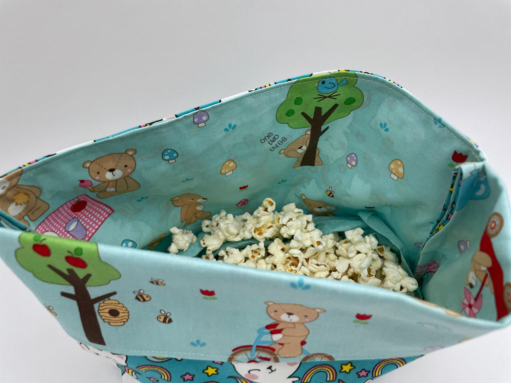 Reusable Popcorn Bag, Reusable Microwave Popcorn, Microwave Popcorn Cozy, Eco-Friendly Snack Holder - Unicorn Cat