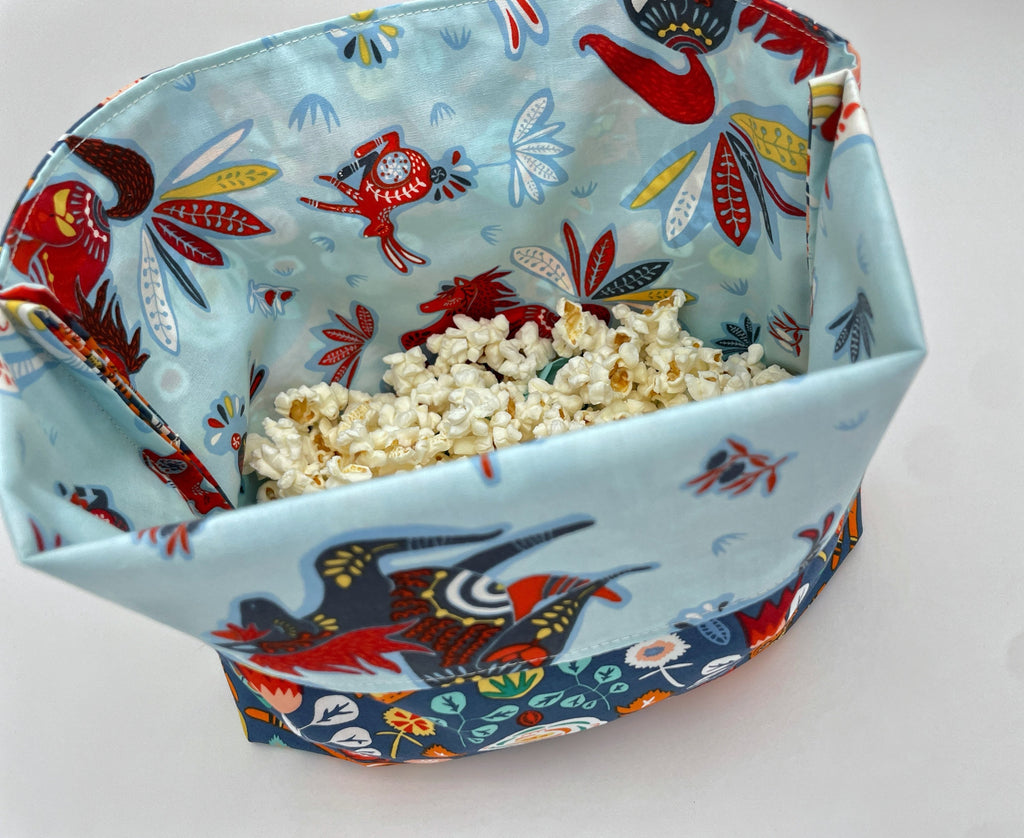 Reusable Popcorn Bag, Reusable Microwave Popcorn, Microwave Popcorn Cozy, Eco-Friendly Snack Holder - Tigiris Indigo Blue