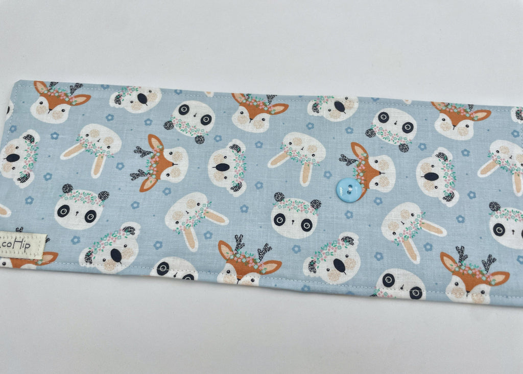 Activity Wallet, Travel Crayon Roll, Chalkboard Mat, Crayon Case, Gift for Kids, Pencil Case, Creative Toy, Stickers - Deer Panda Rabbit