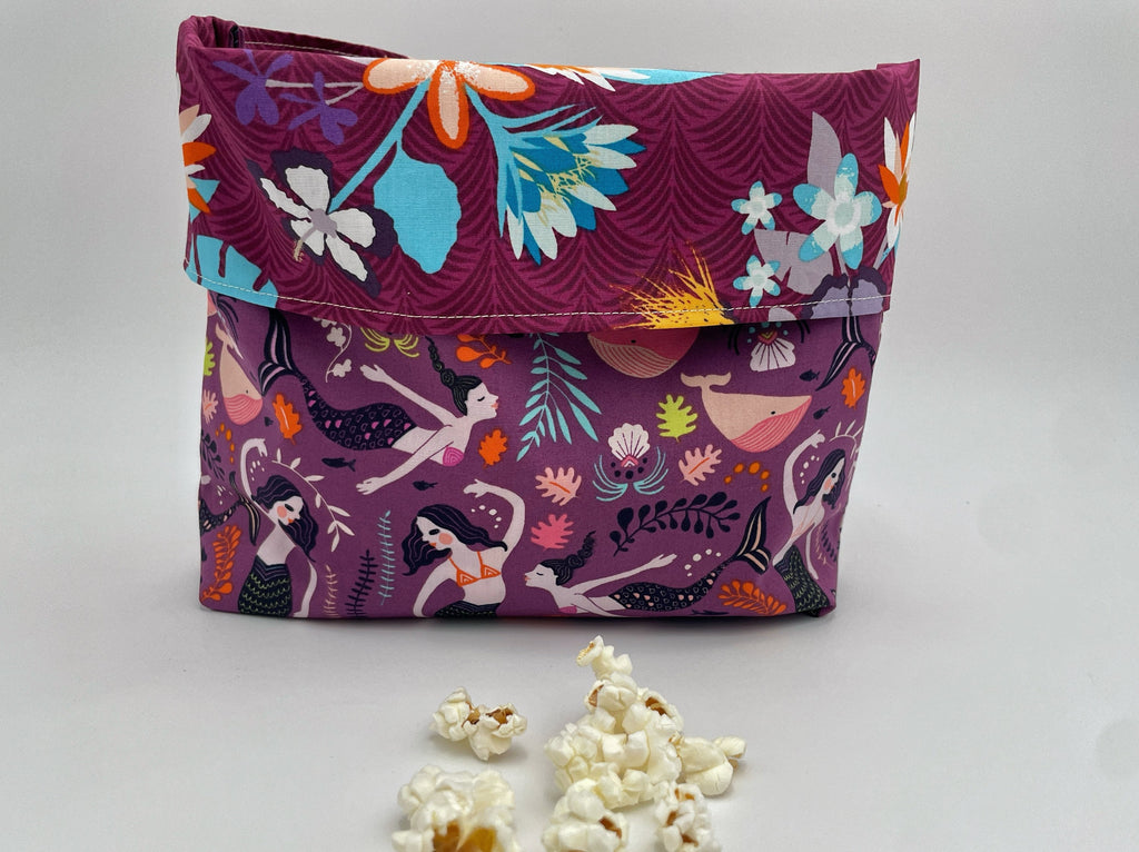 Reusable Popcorn Bag, Reusable Microwave Popcorn, Microwave Popcorn Cozy, Eco-Friendly Snack Holder - Siren Song Orchid