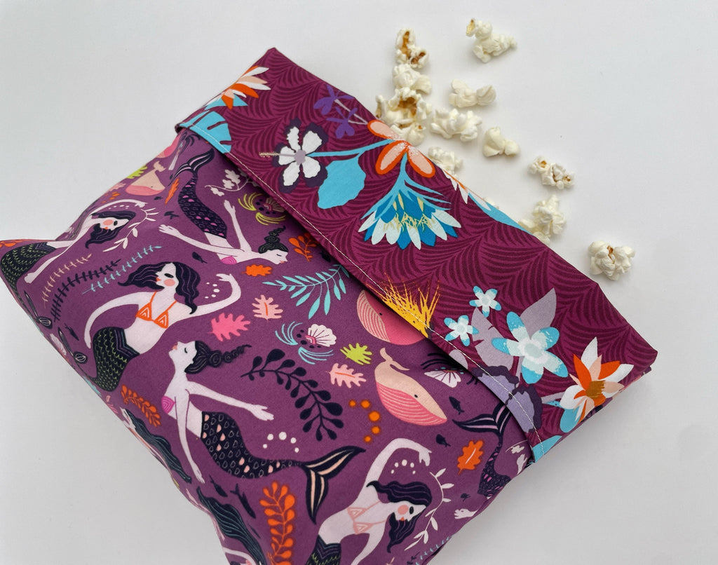 Reusable Popcorn Bag, Reusable Microwave Popcorn, Microwave Popcorn Cozy, Eco-Friendly Snack Holder - Siren Song Orchid