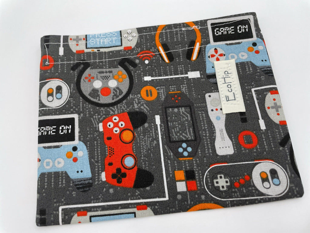 Reusable Snack Bag, Reusable Baggie, Game Console Snack Bag, Fabric Snack Bag, Reusable Fabric Snack Bag - Video Gamer