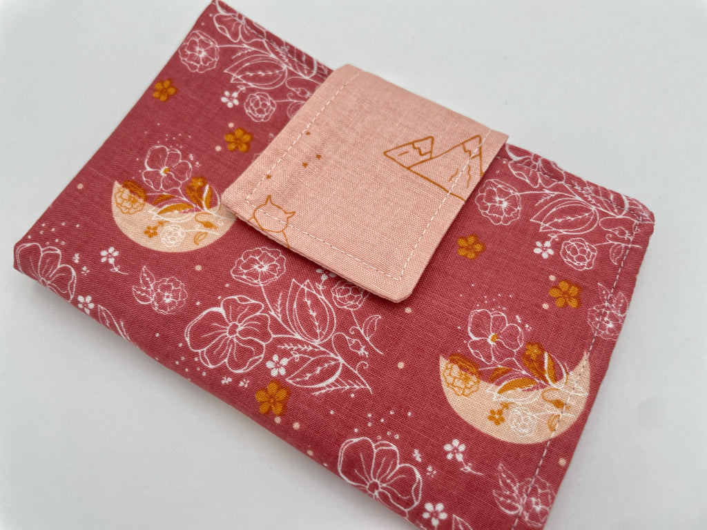 Privacy Pouch, Red Tampon Case, Sanitary Pad Case, Pad Pouch, Tampon Bag, Tampon Holder - Moon and Floral Pink