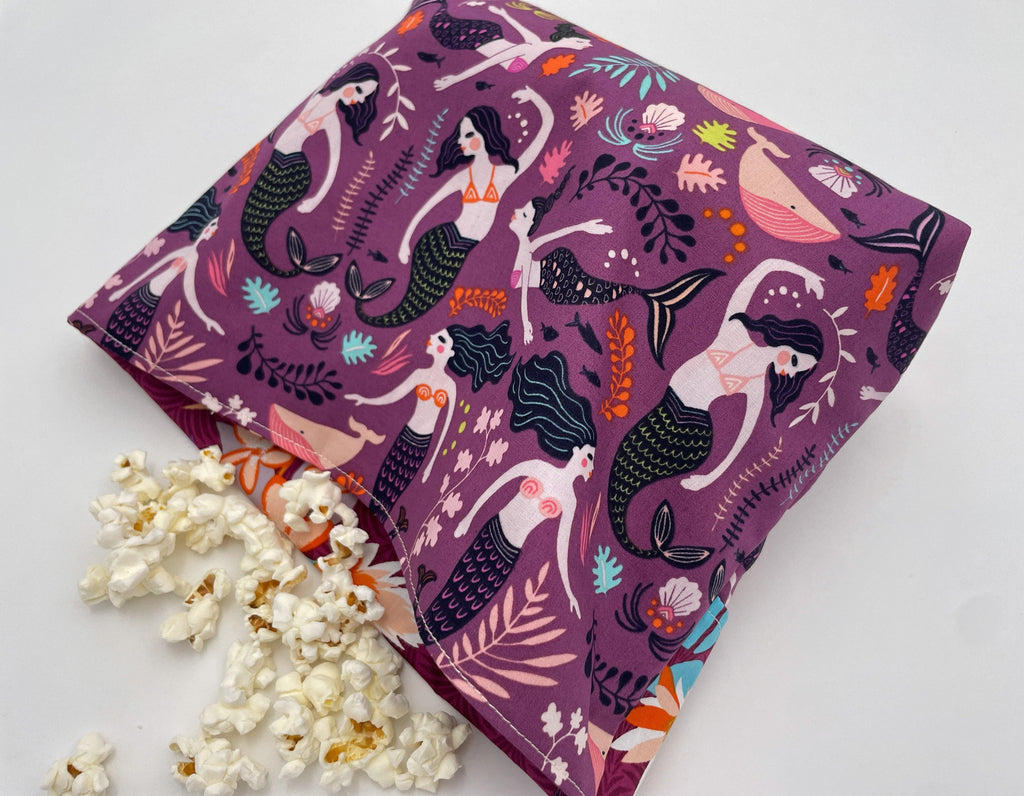 Reusable Popcorn Bag, Reusable Microwave Popcorn, Microwave Popcorn Cozy, Eco-Friendly Snack Holder - Siren Song Orchid