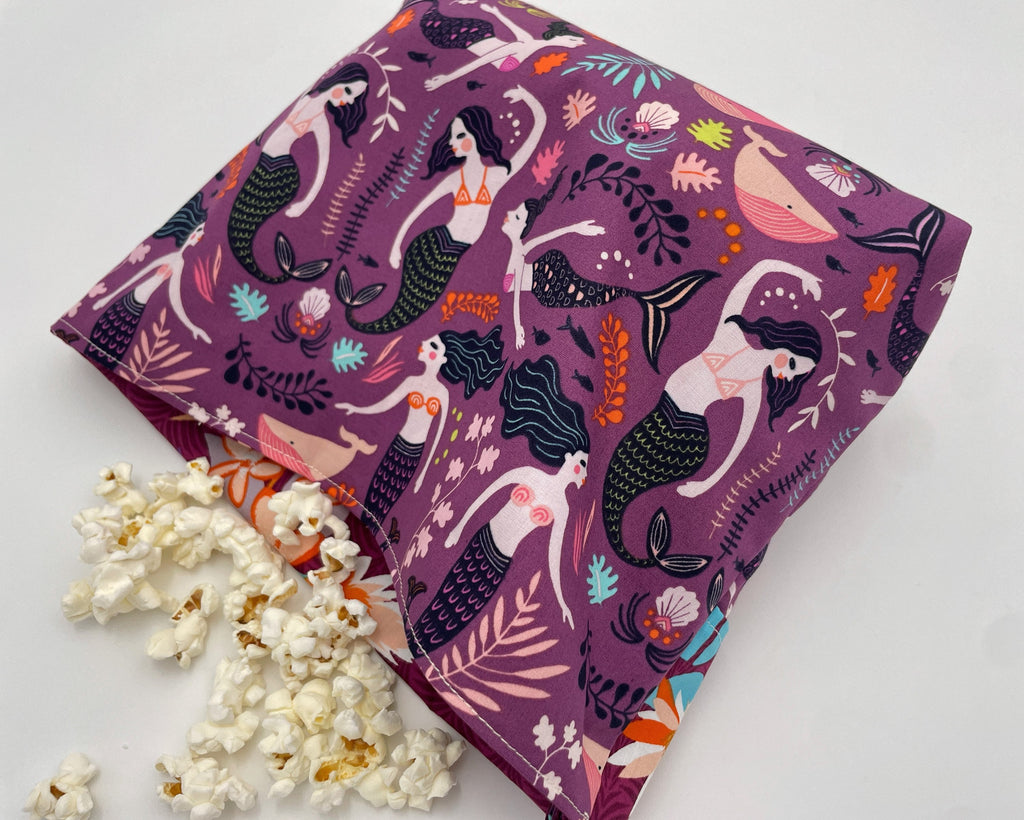 Reusable Popcorn Bag, Reusable Microwave Popcorn, Microwave Popcorn Cozy, Eco-Friendly Snack Holder - Siren Song Orchid