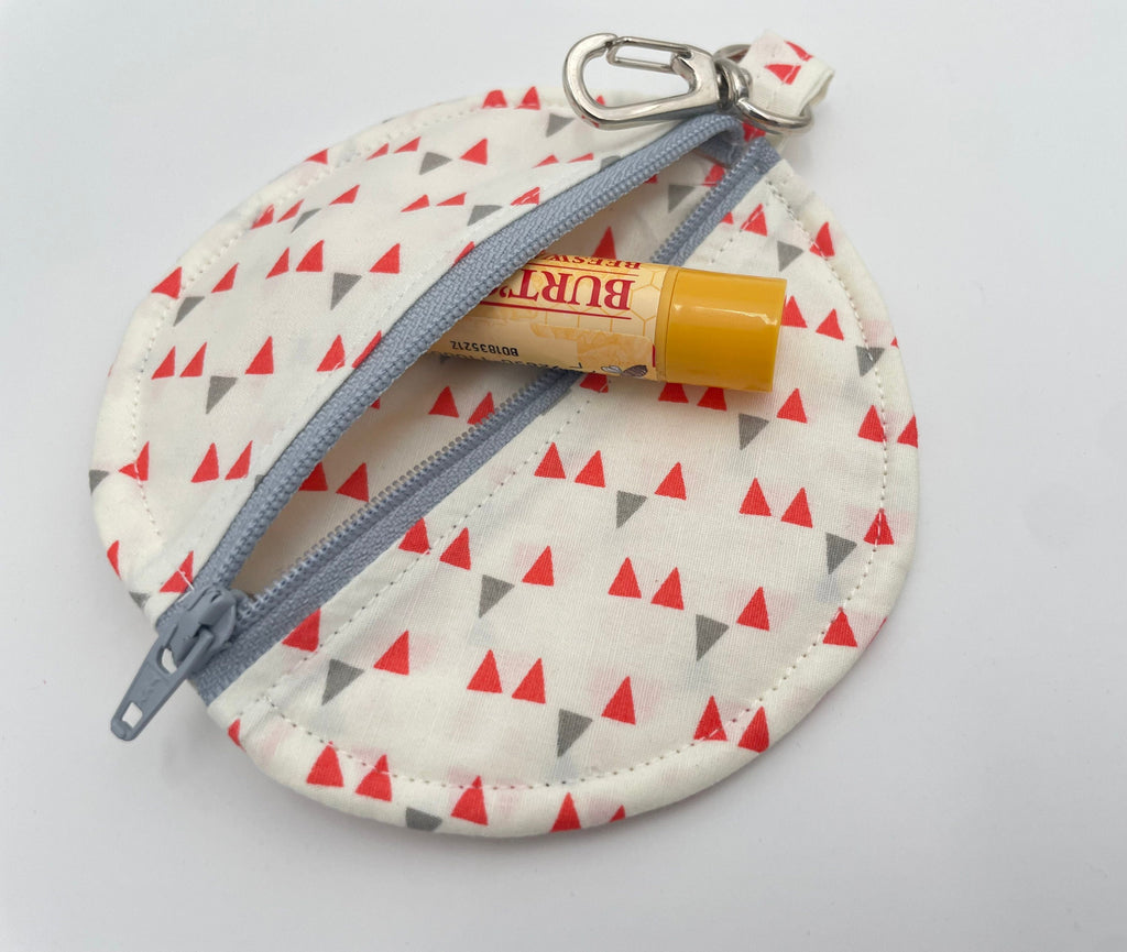 Ear Bud Pouch, Lens Cap Holder, Pacifier Pouch, Ear Bud Case, Paci Pod, Ear Pod Pouch, Earpod Holder, Small Coin Purse - Triangles White