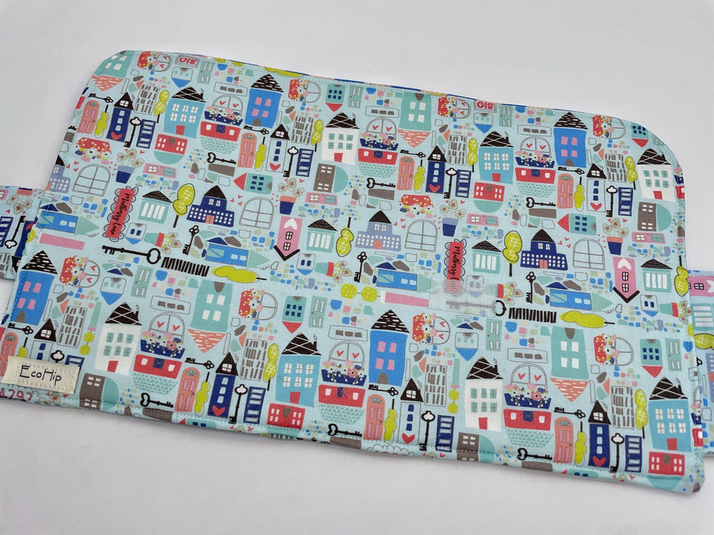 Interchangeable Knitting Needle Case, Knitting Notions Storage, Crochet Hook Roll, Knitting Needle Organizer - Our Town Blue