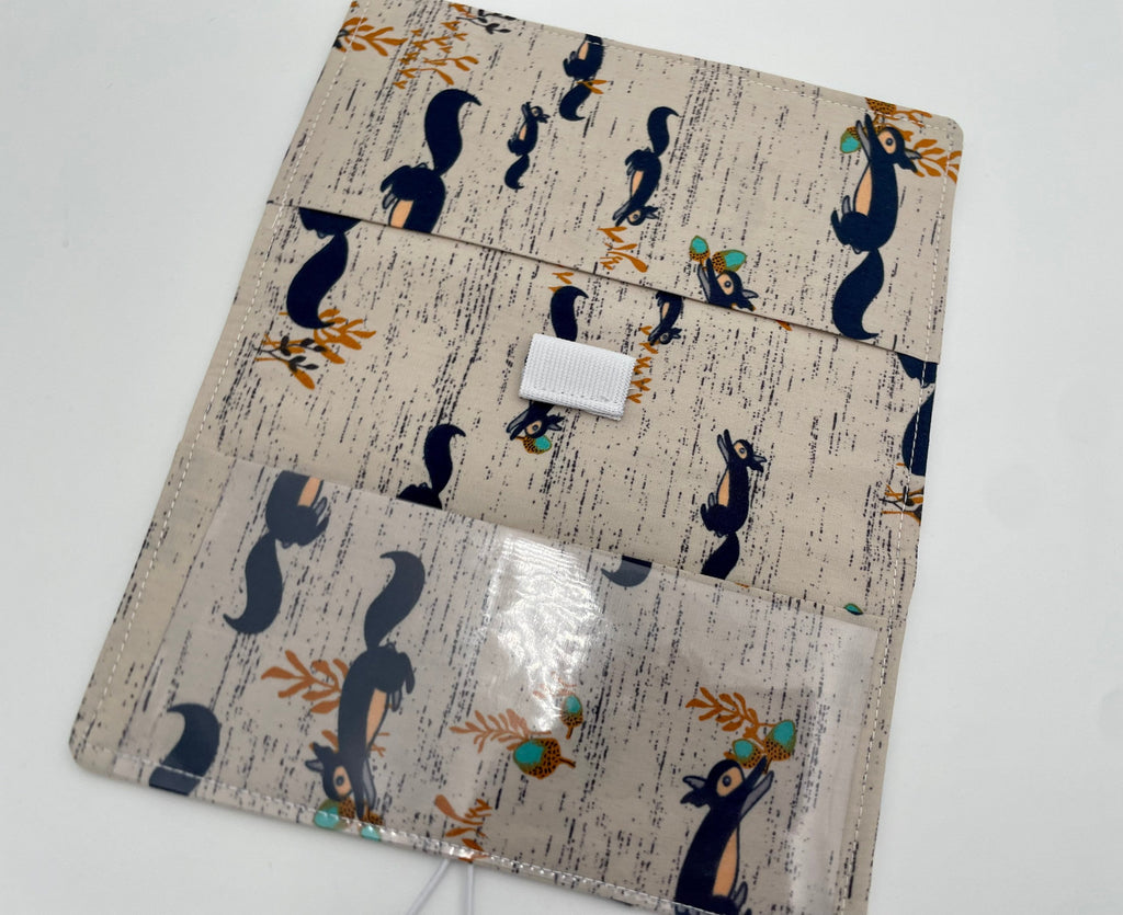 Brown Duplicate Checkbook Cover Register, Duplicate Checkbook Register, Fabric Checkbook Cover, Pen Holder, Squirrels