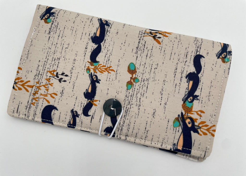 Brown Duplicate Checkbook Cover Register, Duplicate Checkbook Register, Fabric Checkbook Cover, Pen Holder, Squirrels