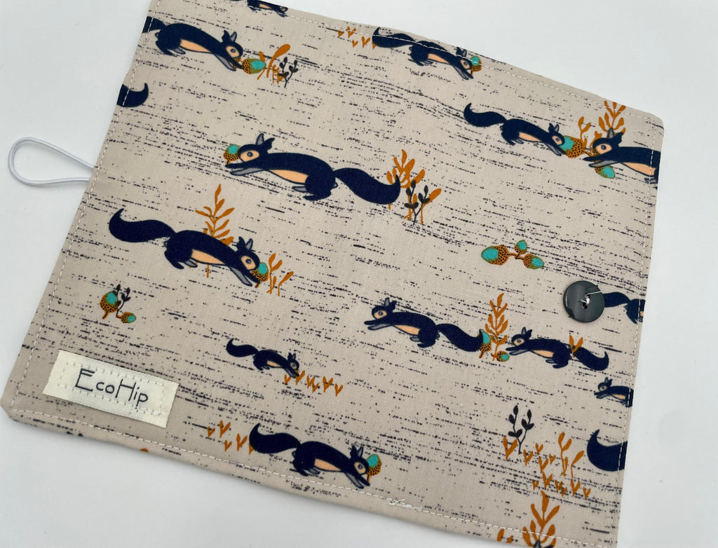 Brown Duplicate Checkbook Cover Register, Duplicate Checkbook Register, Fabric Checkbook Cover, Pen Holder, Squirrels