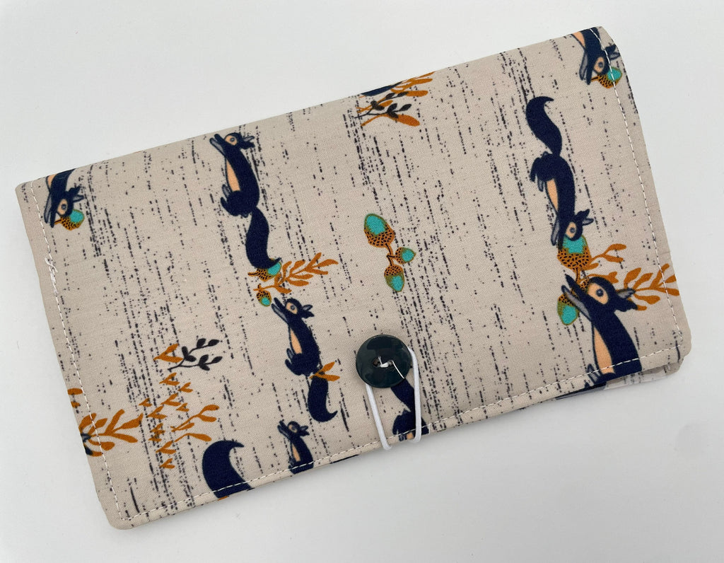 Brown Duplicate Checkbook Cover Register, Duplicate Checkbook Register, Fabric Checkbook Cover, Pen Holder, Squirrels