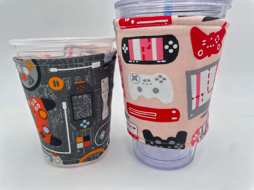 Reversible Coffee Cozy, Insulated Coffee Sleeve, Coffee Cuff, Iced Coffee Sleeve, Hot Tea Sleeve, Cold Drink Cup Cuff - Video Gamer