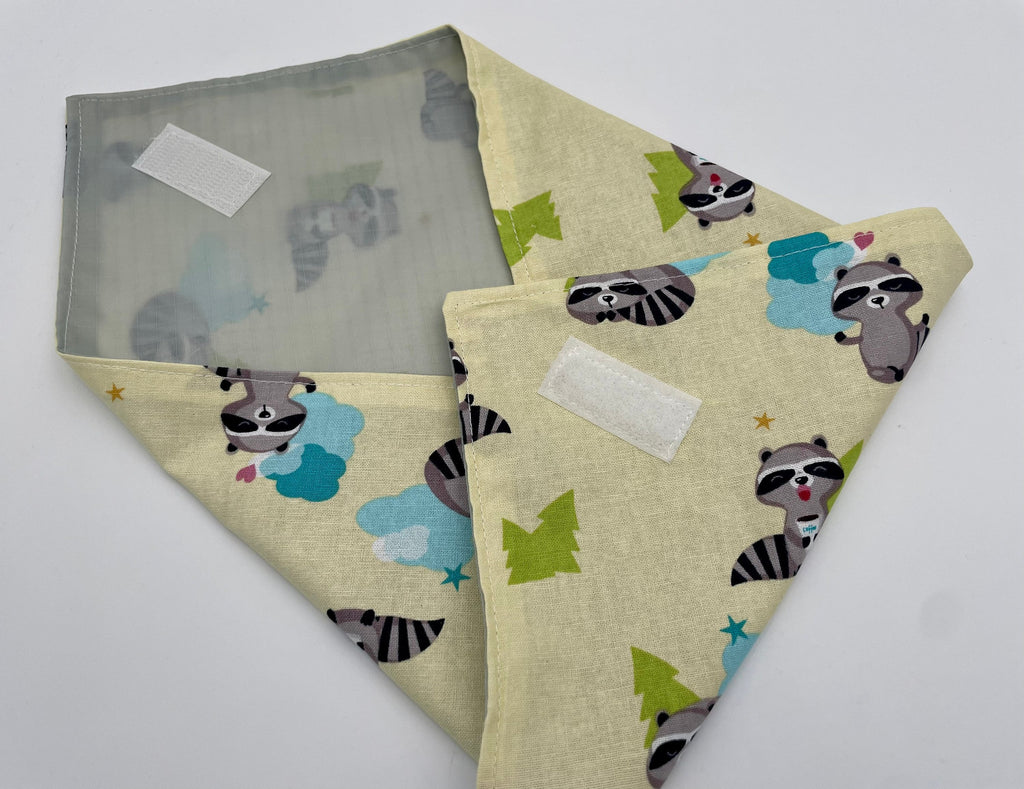 Reusable Sandwich Bag, Monkey Sandwich Wrap, Eco-friendly Sandwich Mat, Animal School Lunch - Raccoon Yellow