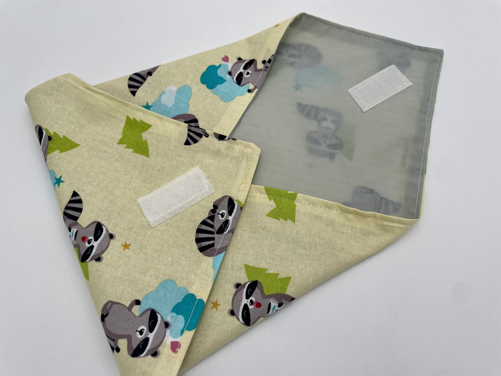 Reusable Sandwich Bag, Monkey Sandwich Wrap, Eco-friendly Sandwich Mat, Animal School Lunch - Raccoon Yellow