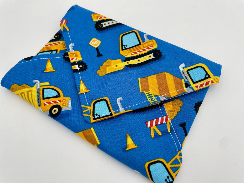 Reusable Sandwich Bag, Sandwich Wrap, Reusable Sandwich Mat, Sandwich Holder Construction Trucks