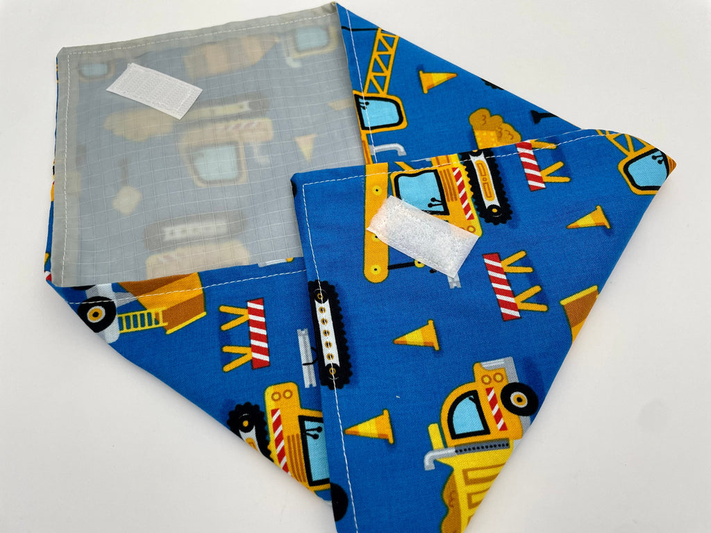 Reusable Sandwich Bag, Sandwich Wrap, Reusable Sandwich Mat, Sandwich Holder Construction Trucks