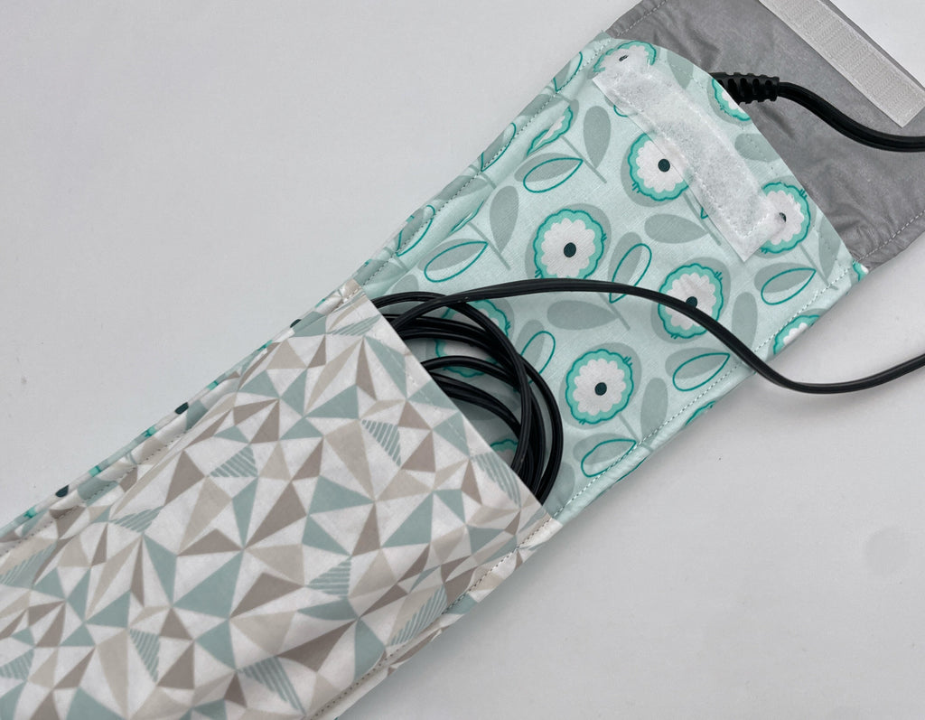 Grey Curling Iron Holder, Curling Iron Case, Travel Flat Iron Sleeve, Flat Iron Case Curling Iron Cover - Petals Menthe