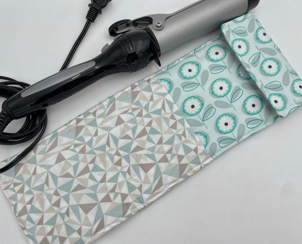 Grey Curling Iron Holder, Curling Iron Case, Travel Flat Iron Sleeve, Flat Iron Case Curling Iron Cover - Petals Menthe