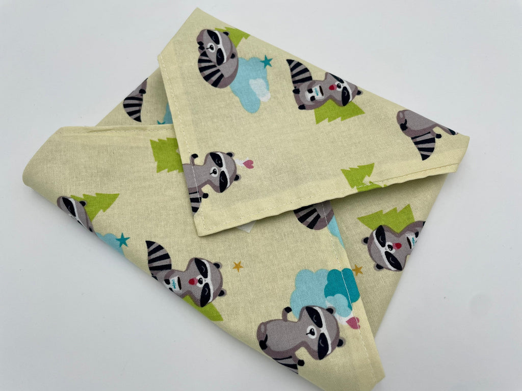 Reusable Sandwich Bag, Monkey Sandwich Wrap, Eco-friendly Sandwich Mat, Animal School Lunch - Raccoon Yellow