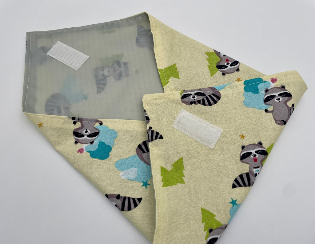 Reusable Sandwich Bag, Monkey Sandwich Wrap, Eco-friendly Sandwich Mat, Animal School Lunch - Raccoon Yellow