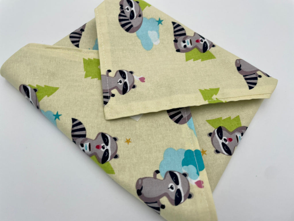 Reusable Sandwich Bag, Monkey Sandwich Wrap, Eco-friendly Sandwich Mat, Animal School Lunch - Raccoon Yellow