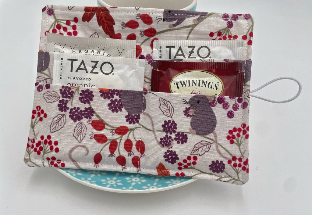 Tea Wallet, Tea Bag Holder, Tea Bag Wallet, Teabag Wallet, Teabag Holder, Tea Bag Organizer - Autumn Mice