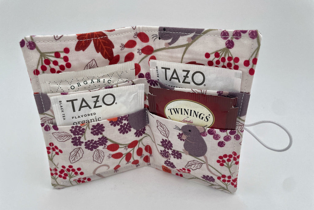 Tea Wallet, Tea Bag Holder, Tea Bag Wallet, Teabag Wallet, Teabag Holder, Tea Bag Organizer - Autumn Mice