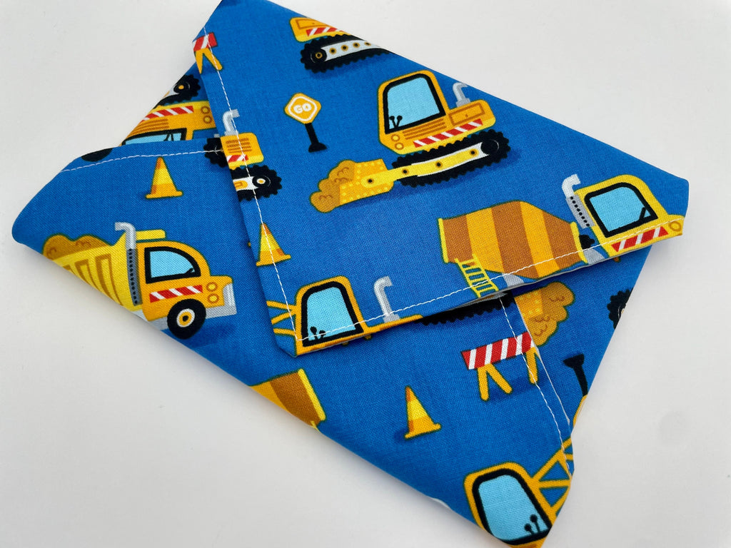 Reusable Sandwich Bag, Sandwich Wrap, Reusable Sandwich Mat, Sandwich Holder Construction Trucks