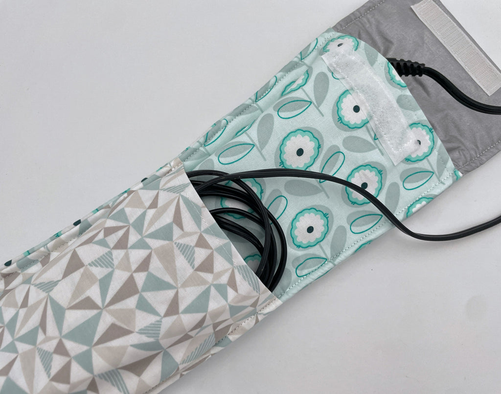 Grey Curling Iron Holder, Curling Iron Case, Travel Flat Iron Sleeve, Flat Iron Case Curling Iron Cover - Petals Menthe