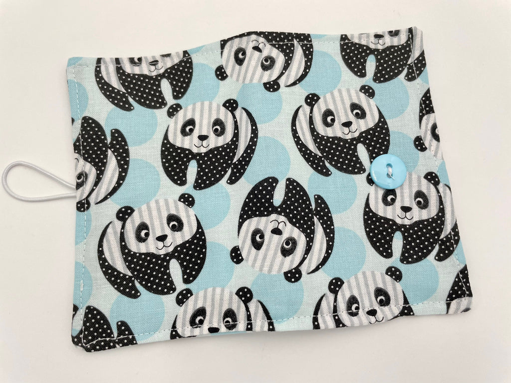 Tea Wallet, Tea Bag Holder, Tea Bag Wallet, Teabag Wallet, Teabag Holder, Tea Bag Cozy - Panda Bear blue