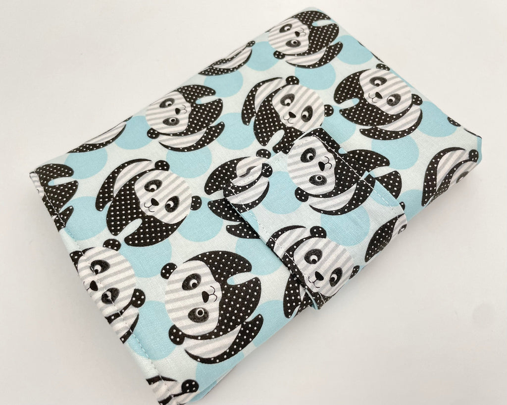 Interchangeable Knitting Needle Case, Notions Storage. Crochet Hook Roll, Knitting Needle Organizer, Panda Bear Blue