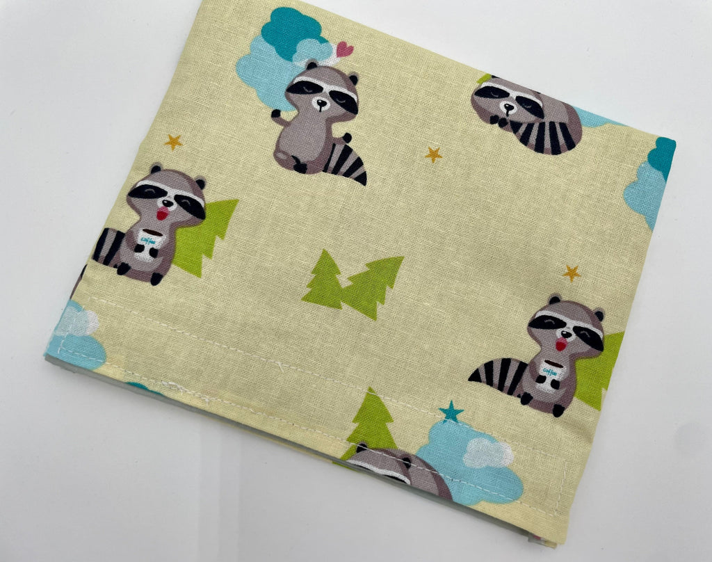 Reusable Snack Bag, Reusable Baggie, Lady Bug Console Snack Bag, Fabric Snack Bag, Reusable Fabric Snack Bag - Raccoon Yellow