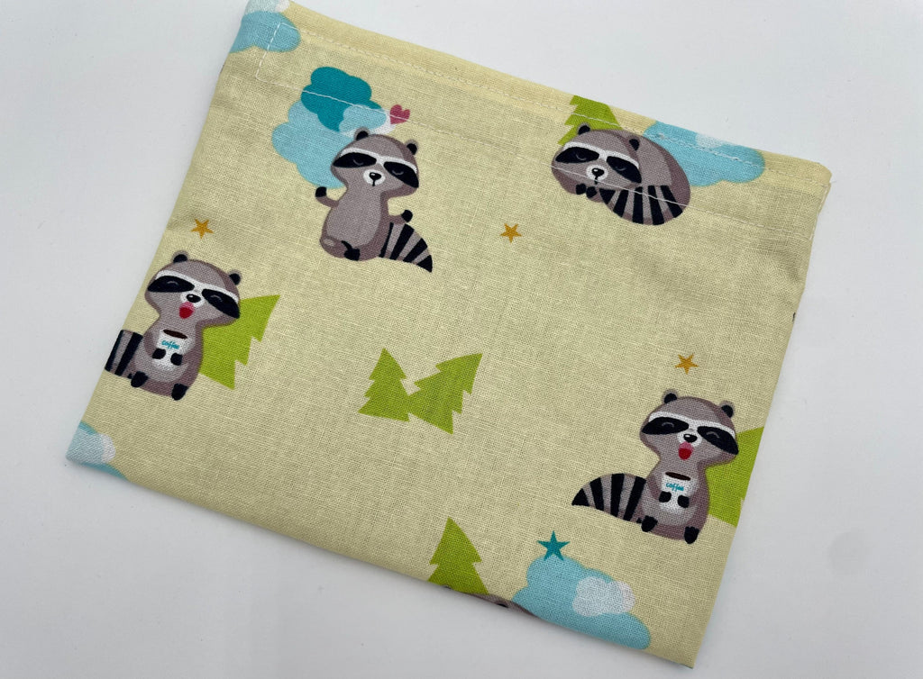 Reusable Snack Bag, Reusable Baggie, Lady Bug Console Snack Bag, Fabric Snack Bag, Reusable Fabric Snack Bag - Raccoon Yellow