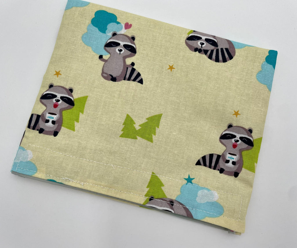 Reusable Snack Bag, Reusable Baggie, Lady Bug Console Snack Bag, Fabric Snack Bag, Reusable Fabric Snack Bag - Raccoon Yellow