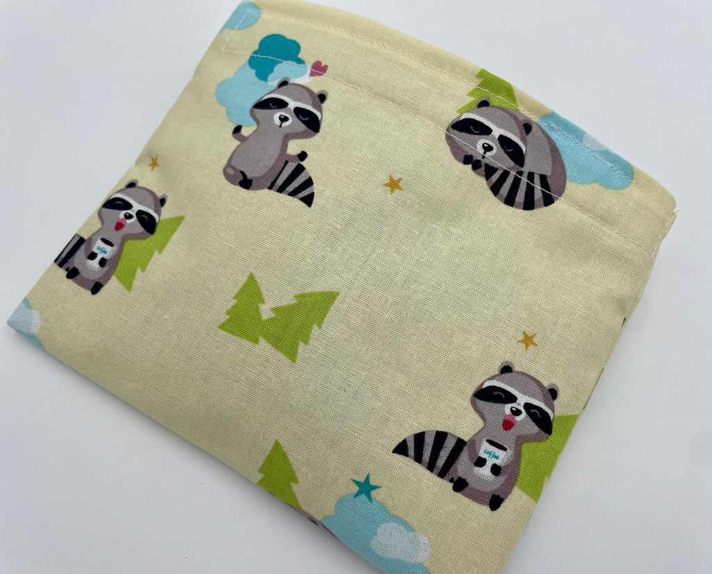 Reusable Snack Bag, Reusable Baggie, Lady Bug Console Snack Bag, Fabric Snack Bag, Reusable Fabric Snack Bag - Raccoon Yellow