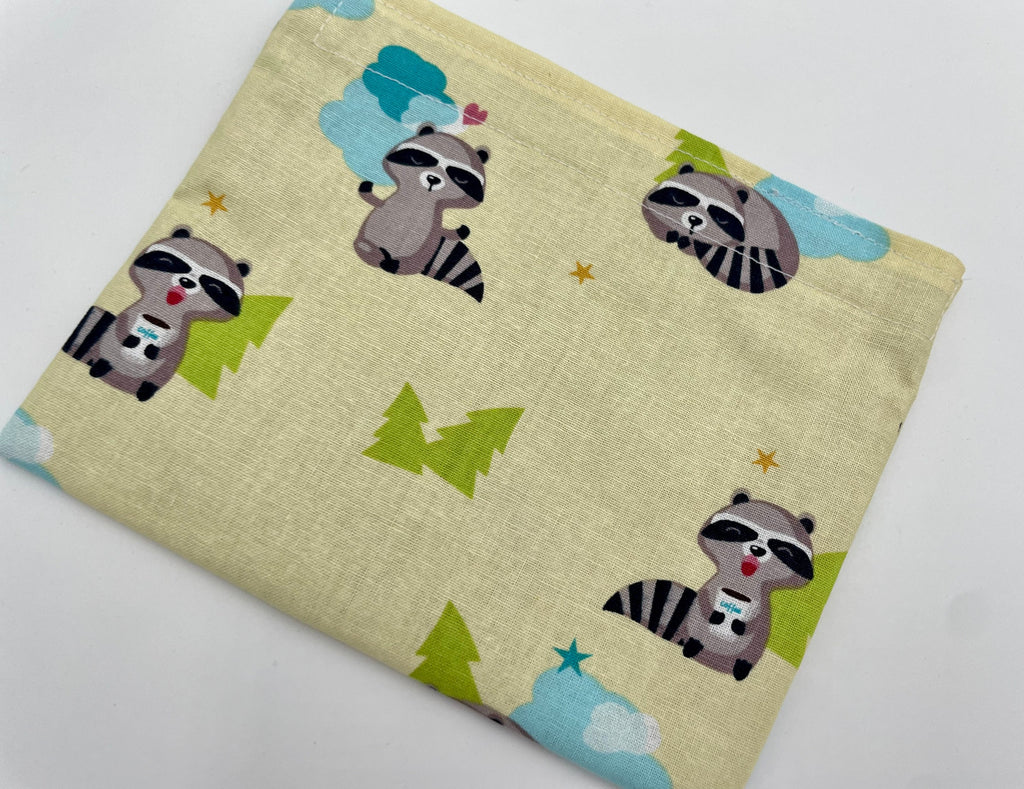 Reusable Snack Bag, Reusable Baggie, Lady Bug Console Snack Bag, Fabric Snack Bag, Reusable Fabric Snack Bag - Raccoon Yellow