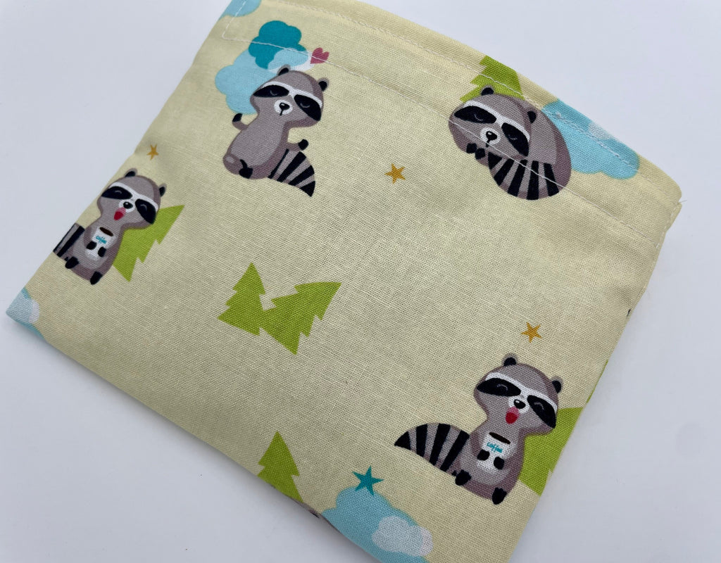 Reusable Snack Bag, Reusable Baggie, Lady Bug Console Snack Bag, Fabric Snack Bag, Reusable Fabric Snack Bag - Raccoon Yellow