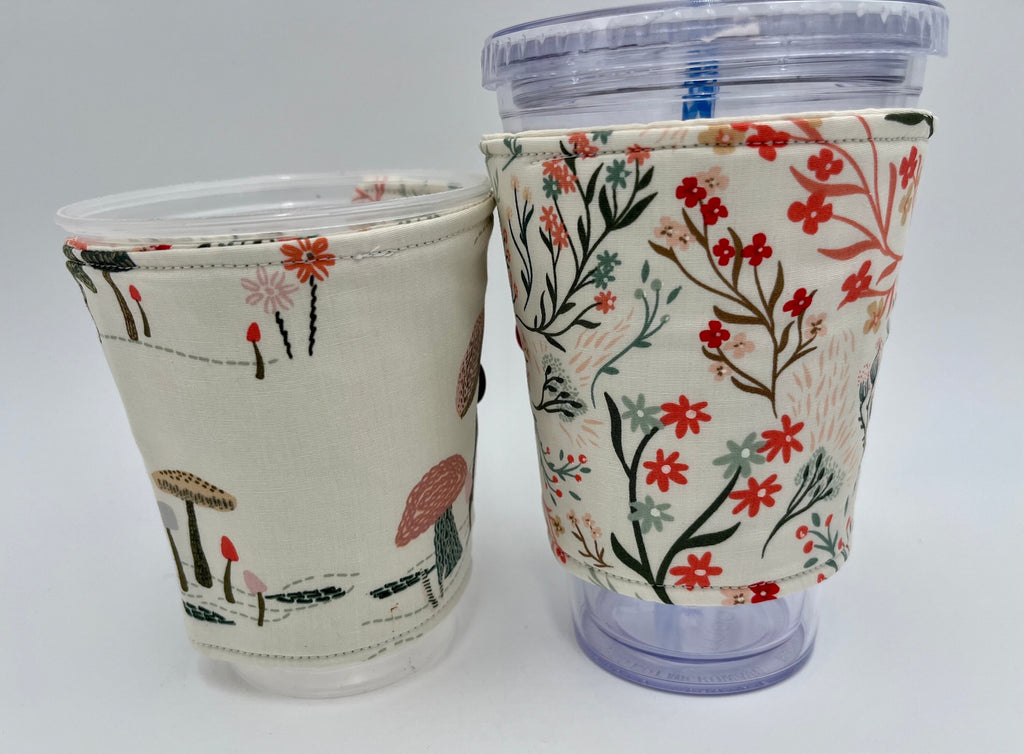 Reversible Coffee Cozy, Insulated Coffee Sleeve, Coffee Cuff, Iced Coffee Sleeve, Hot Tea Sleeve, Cold Drink Cuff - Meadow Wind