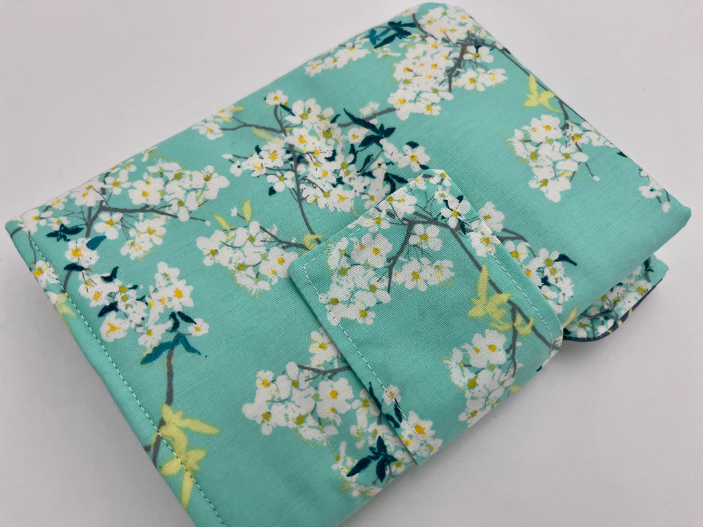 Interchangeable Knitting Needle Case, Knitting Notions Storage, Crochet Hook Roll, Knitting Needle Organizer - Green Floral