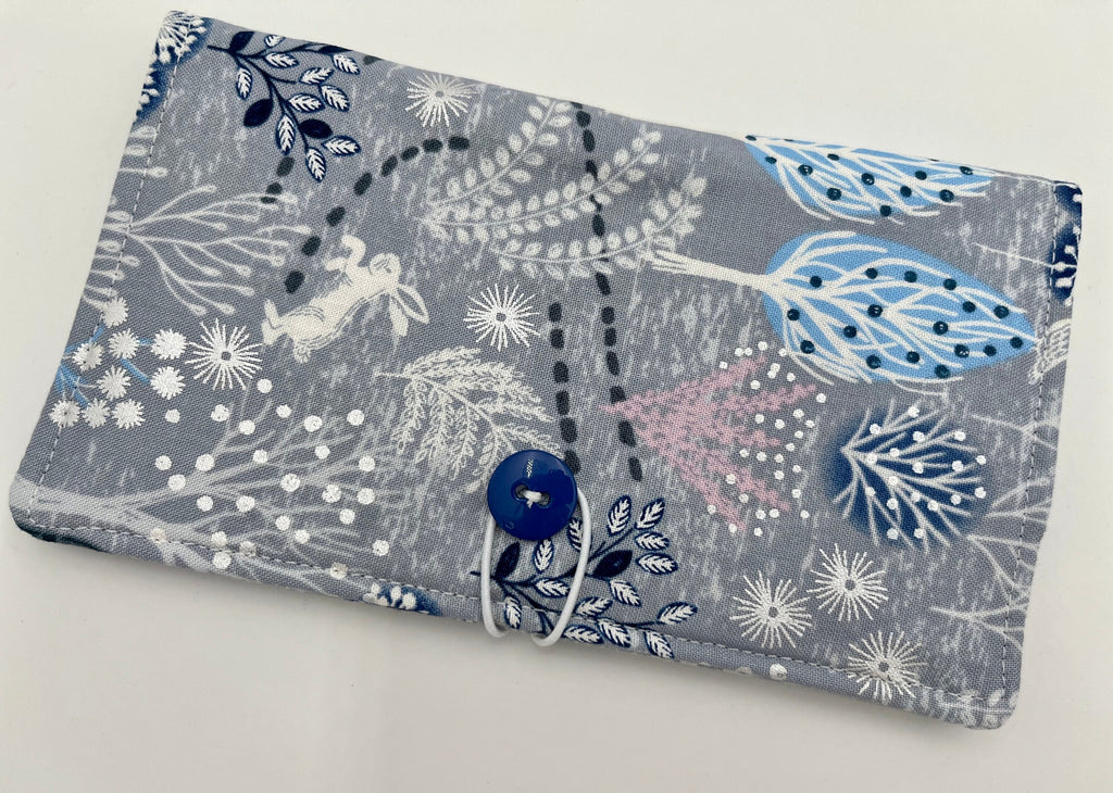 Blue Duplicate Checkbook Cover, Check Book Register, Duplicate Check Book Register, Fabric Checkbook Cover - Winter Forest