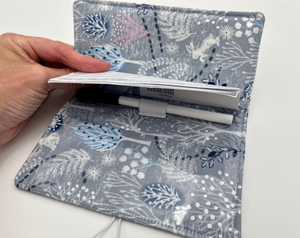 Blue Duplicate Checkbook Cover, Check Book Register, Duplicate Check Book Register, Fabric Checkbook Cover - Winter Forest