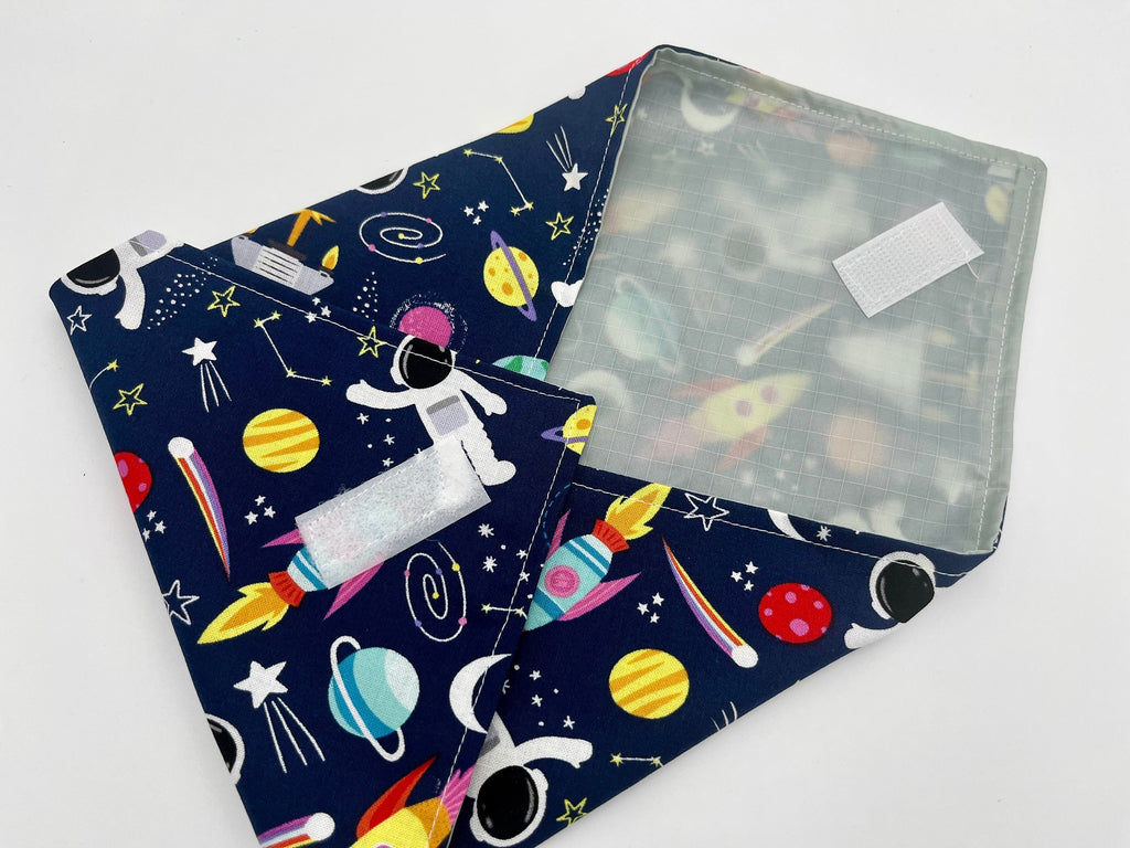 Reusable Sandwich Bag - Blue Sandwich Wrap - Unicorn Reusable Sandwich Mat - Sandwich Holder - Space Rainbow Astronaut