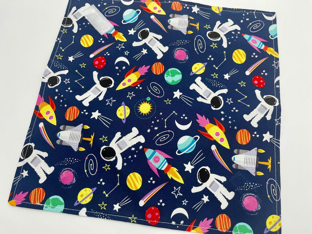 Reusable Sandwich Bag - Blue Sandwich Wrap - Unicorn Reusable Sandwich Mat - Sandwich Holder - Space Rainbow Astronaut