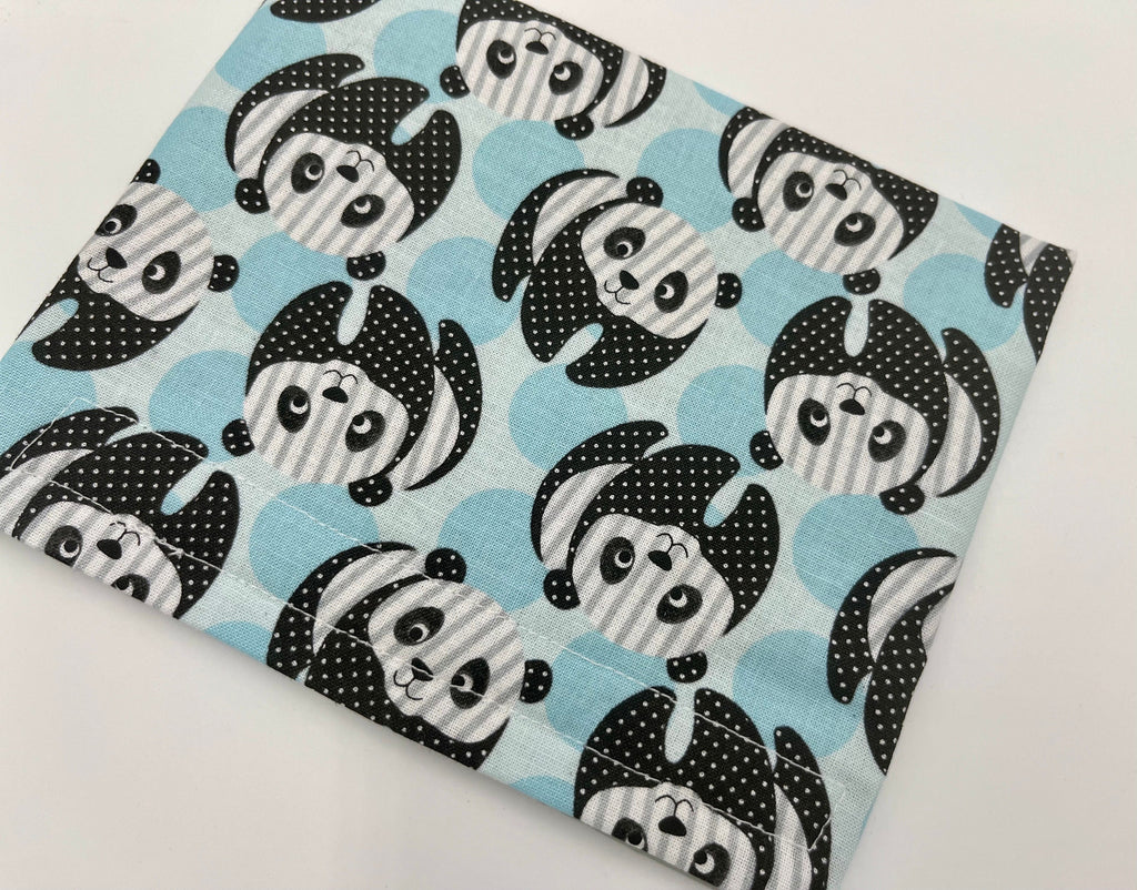 Reusable Snack Bag, Fabric Snack Bag, Animal Snack Bag, Snack Baggie - Panda Bear Blue